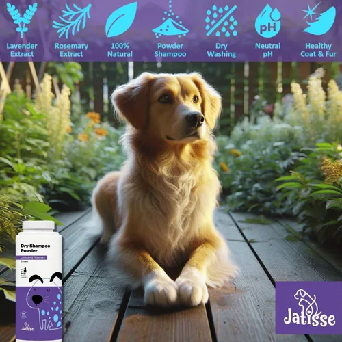 Miniatura 2 de Champú seco en polvo para perros, sin agua, sin enjuague, control de olores para perros malolientes, champú desodorizante natural sin talco, aroma a