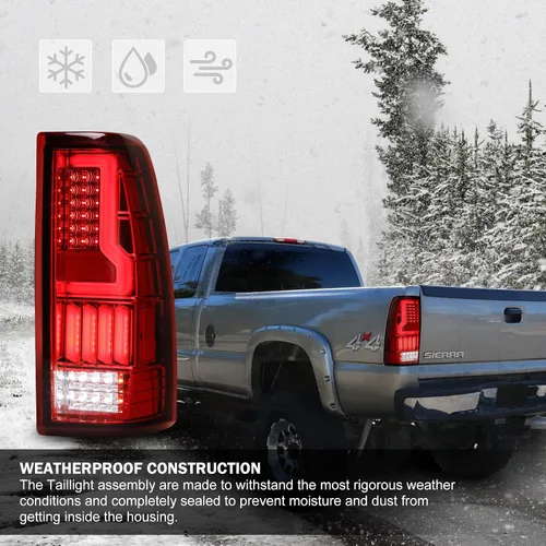 Miniatura 7 de Luces traseras LED para Chevrolet Silverado 1500 2500 3500, 99-02 GMC Sierra 1999-2006, repuesto de 1 par de lentes transparentes