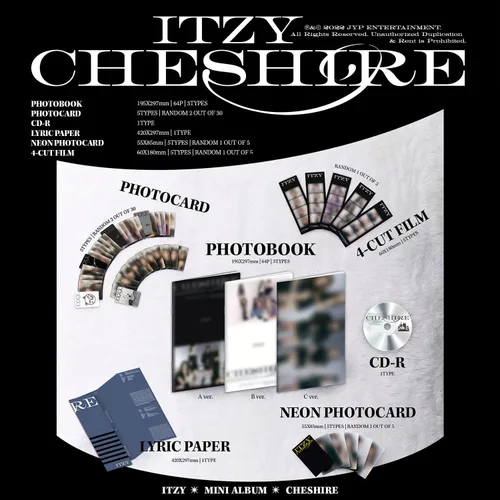Miniatura 2 de ITZY - [CHESHIRE] (estándar - B Ver.) libro de fotos + tarjeta de fotos + CD-R + papel lírico + tarjeta fotográfica de neón + película de 4 cortes +