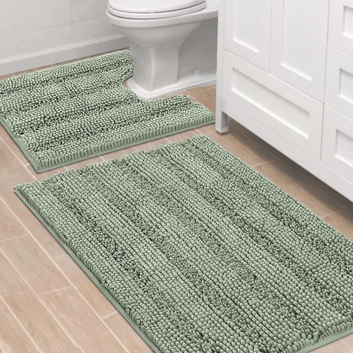 Miniatura 176 de H.VERSAILTEX - Alfombras de baño, juego de 2 piezas, alfombra de contorno para baño, juego de alfombras para inodoro, alfombra antideslizante