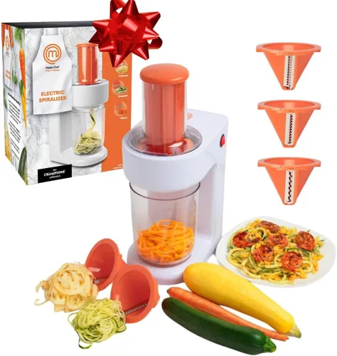 Miniatura 7 de MasterChef Espiralizador eléctrico 3 en 1 para hacer pasta de fideos vegetales, hecho en casa, bajo en carbohidratos, keto, vegano, sin gluten