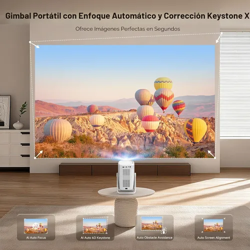 Miniatura 4 de Proyector 4K para Exteriores [Lanzamiento Corto/1200ANSI/Aplicaciones Integradas] con WiFi y Bluetooth, Proyector de Enfoque Automático con Soporte