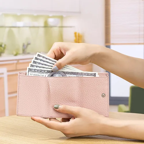 Miniatura 4 de Mini cartera unisex con bloqueo RFID con bolsa para monedas, bolsillo organizador de fraude de tarjetas de crédito, plegable, delgado y compacto