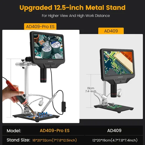 Miniatura 2 de Andonstar AD409-Pro ES - Microscopio digital HDMI de 10.1 pulgadas para adultos con endoscopio, cámara de microscopio de soldadura con soporte
