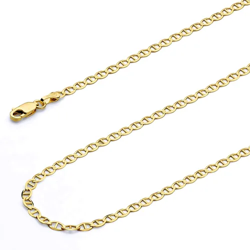 Miniatura 2 de Collar de cadena marina plana de oro amarillo macizo de 14 quilates de 0.098in con cierre de pinza de langosta, Oro
