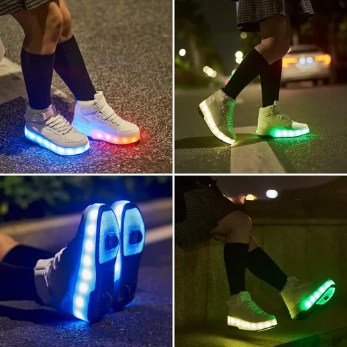 Miniatura 4 de PYYIQI Zapatos con luz LED, zapatos de patinaje con ruedas para niños y niñas, tenis para exteriores para niños