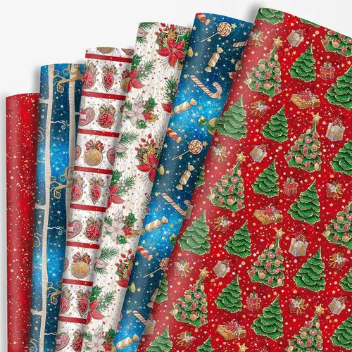 Miniatura 11 de Dtiafu Papel de Regalo Navideño Afroamericano Papel de Regalo Negro de Papá Noel a Granel Diseños Lindos de Navidad para Personas Negras