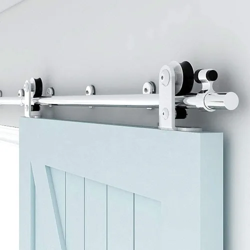 Miniatura 3 de TSMST Kit de herrajes para puerta corrediza de granero de 6.6 pies, riel de puerta de granero resistente de acero inoxidable para montaje superior