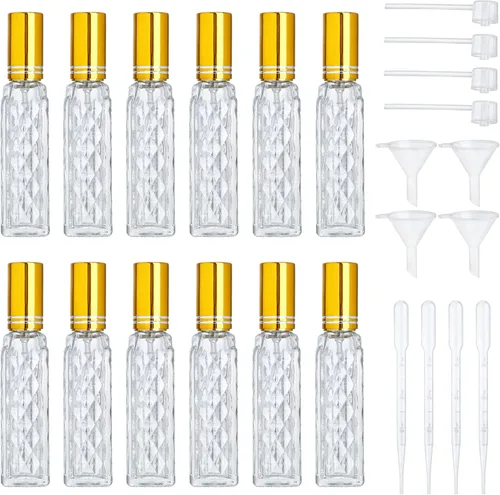 YU FENG 12 piezas de botellas de perfume de vidrio vacías, atomizador recargable, botellas de spray de perfume, atomizador de niebla fina,