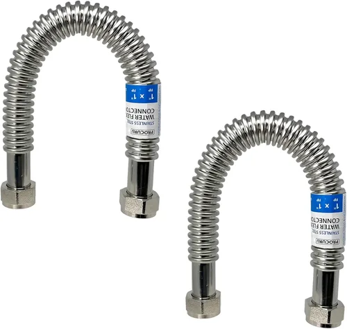 Miniatura 20 de PROCURU Paquete de 1 conector flexible para calentador de agua de acero inoxidable de 3/4 pulgadas FIP x 48 pulgadas (4 pies), certificado seguro