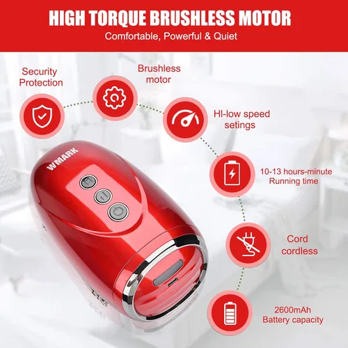 Miniatura 3 de Masajeador de peluquería especializado/masajeador de mano inalámbrico, carga USB para cuello, piernas, mano/cara, 2 nodos de masaje de 2600 AMH Rojo