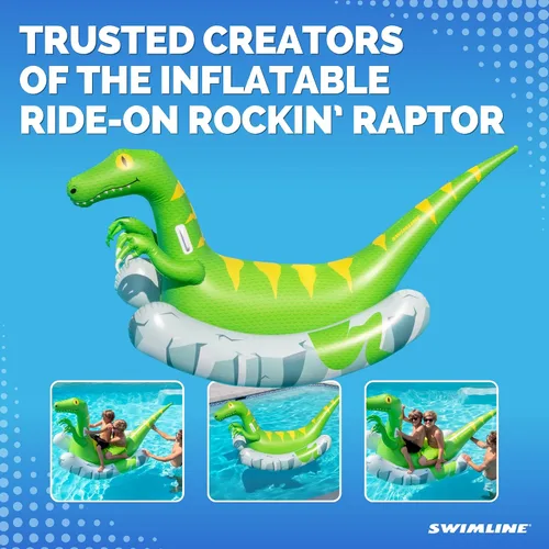 Miniatura 5 de SWIMLINE Original Rocker Raptor Juguete Flotador de Piscina Mecedora con asas fáciles de agarrar y refuerzos laterales estabilizadores curvos