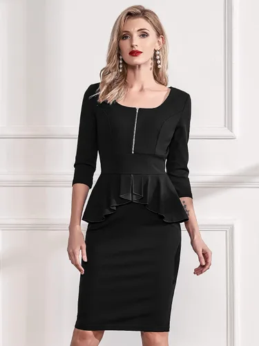 Miniatura 3 de Miusol - Vestido de mujer estilo retro con cuello cuadrado y volantes