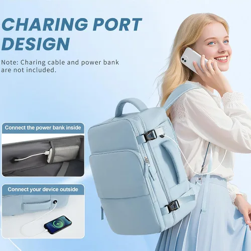 Miniatura 3 de Mochila de Viaje Sinaliy, Azul claro, Grande, Viajes