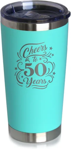 Miniatura 9 de Cheers to 50 Years - Vaso de café aislado con tapa deslizante - Taza aislada de acero inoxidable - Regalo para 50 aniversario - Negro