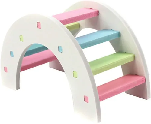 Miniatura 2 de Juguetes de hámster, puente de madera, kit de escalada arco iris y rueda de ejercicio, correr, silencioso, giratorio, hámster, platillo volador Azul