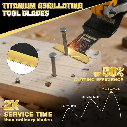 Miniatura 4 de 3 cuchillas oscilantes de titanio, cuchillas multiherramienta universales profesionales para uñas de metal y madera, aptas para Dewalt Milwaukee