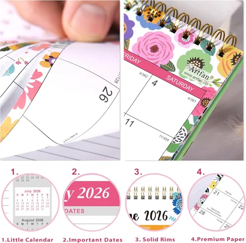 Miniatura 5 de Calendario de escritorio 2026-2027, calendario de escritorio 2026-2027, julio de 2026 a diciembre de 2027, 9.8 x 8.3 pulgadas, calendario superior