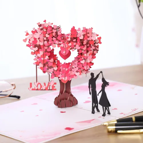 Miniatura 3 de Tarjeta desplegable de aniversario, tarjeta de boda en forma de árbol de amor 3D para pareja, para ella, esposa, marido, él, pareja; Regalo ideal