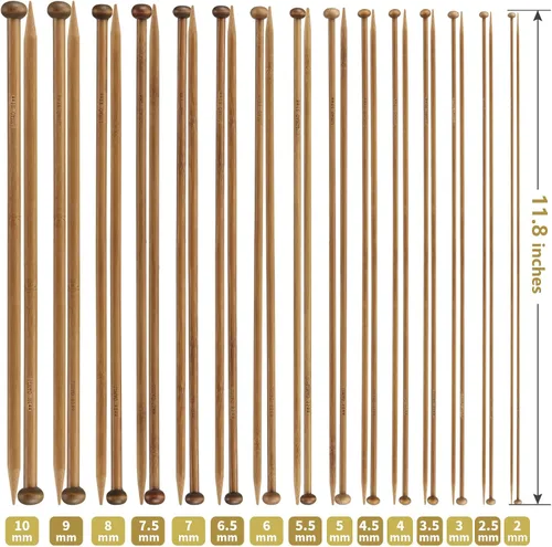 Miniatura 2 de LIHAO Juego de 30 piezas de agujas de tejer de bambú, agujas de tejer de madera, accesorios de kit de tejer para principiantes hechos a mano, de una