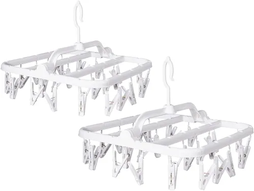 Miniatura 9 de Perchas plegables con 26 clips de secado, colgador de ropa interior con clips, clip de plástico para ropa sucia y colgador de secado por goteo
