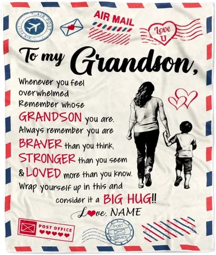 Miniatura 30 de Manta personalizada con texto en inglés «To My Grandson from Grandma Grandpa You Will Never Lose Lion Nison», manta de forro polar personalizada