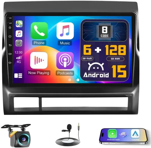 Miniatura 8 de [2G+64G] Android 15 Car Stereo para Toyota Tacoma 2005-2015 con Apple Carplay Android Auto, pantalla táctil de 9 pulgadas Radio Bluetooth WiFi