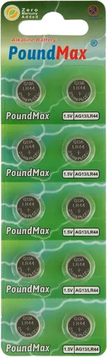 Miniatura 7 de PoundMax 10 x AG13 LR44 1.5 V Batería de botón de celda alcalina