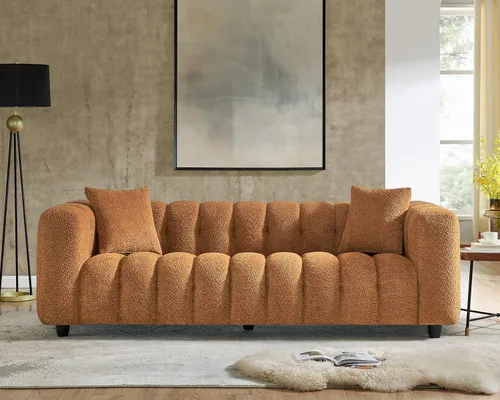 Miniatura 14 de VANOMi Sofá Loveseat Boucle Cloud de 89", Cómodo Sofá Boucle Tapizado de Asiento Profundo, Sofá Moderno de Mediados de Siglo para Sala de Estar