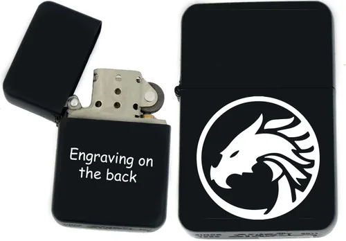 Miniatura 24 de Groomsman - Encendedor personalizado a prueba de viento negro mate, grabado láser gratuito para él, marido, padre, padrinos de boda Yin-yang-tigre