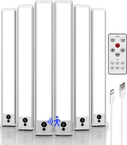 Miniatura 13 de EZVALO Luces para debajo del gabinete, luz con sensor de movimiento de 14.5 pulgadas, regulable para interiores, súper brillante, 4000 mAh, luces