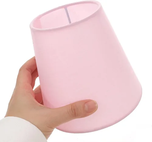 Miniatura 3 de Pantalla de lámpara pequeña de tela de lino con clip en la bombilla pantalla de tela de repuesto para lámpara de pared, bombillas de vela, color rosa