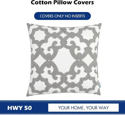 Miniatura 35 de HWY 50 Fundas de almohada decorativas azul marino de 18x18 pulgadas (1 pieza), funda de cojín bordada de algodón para granja, funda de almohada