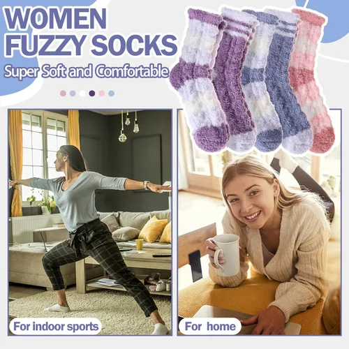 Miniatura 6 de ANTSANG Calcetines peludos para mujer, pantuflas de invierno, mullidos, cómodos, acogedores, calcetines cálidos para el hogar