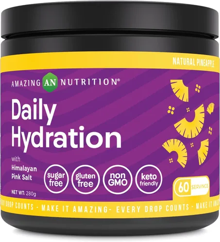 Miniatura 7 de Amazing Nutrition Hidratación diaria, polvo de electrolitos, 30 porciones, empaquetado con minerales esenciales, sin azúcar, apto para dieta