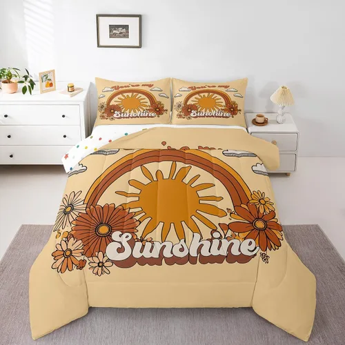 Miniatura 21 de Juego de Edredón de Princesa de Ballet para Niñas Tamaño Individual, Juego de Ropa de Cama de Castillo Arcoíris Kawaii Flores Lindas Mariquita Multi