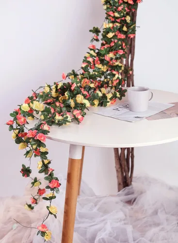 Miniatura 2 de Miracliy - Paquete de 5 guirnaldas de flores de 41 pies, flores artificiales de plástico para decoración de bodas, telón de fondo y cabina de fotos