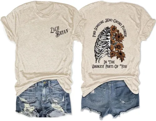 Camisetas gráficas de moda para mujer Zach Brya Camisa Find Someone Who Grows Flowers Casual Algodón Tops Blusa