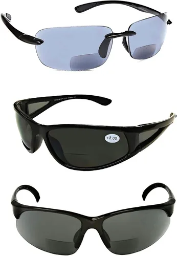 Miniatura 6 de The Classic Variety", 3 pares de lentes de sol unisex bifocales deportivos envolventes 2 pares tortuga/1 par negro