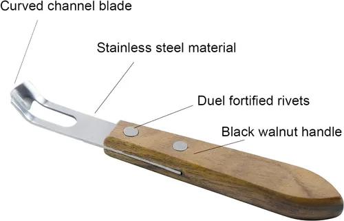 Miniatura 3 de Cuchillo de canal, herramienta de pelador de limón, pelador de madera y acero inoxidable, herramienta de pelador de cáscara de limón ultra afilada