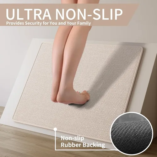 Miniatura 3 de YDKGL Tapetes de cocina para piso, alfombras de cocina súper absorbentes, antideslizantes, lavables, de lino sintético suave trenzado, alfombra