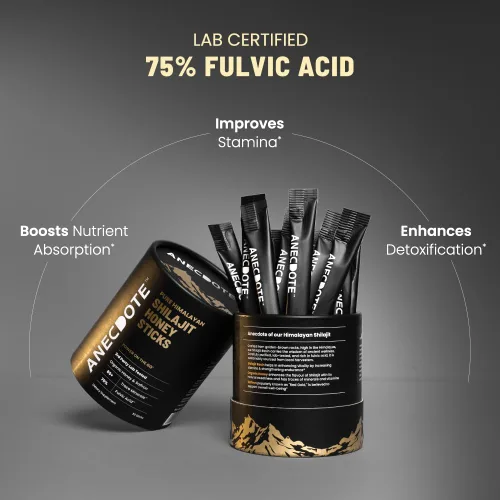 Miniatura 4 de ANECDOTE Palillos de Miel de Shilajit del Himalaya con Miel Orgánica y Azafrán Aumenta la Estamina Apoya la Inmunidad 75% Ácido Fúlvico, 85+