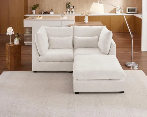 Miniatura 70 de Sofá Modular de Gran Tamaño, Sofá Seccional de Chenilla Nube Extra Profundo con Chaise Otomana, Sofá Esponjoso de Chenilla de 4 Plazas para Sala