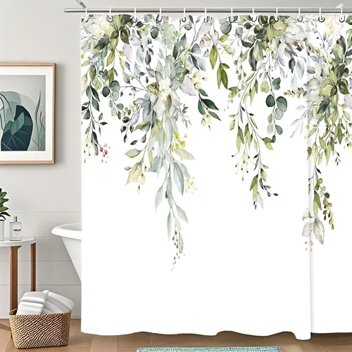Miniatura 13 de Cortina de ducha con versículo bíblico con cita inspiradora, cortinas de ducha cristianas azules florales para bañera, decoración del hogar, tela