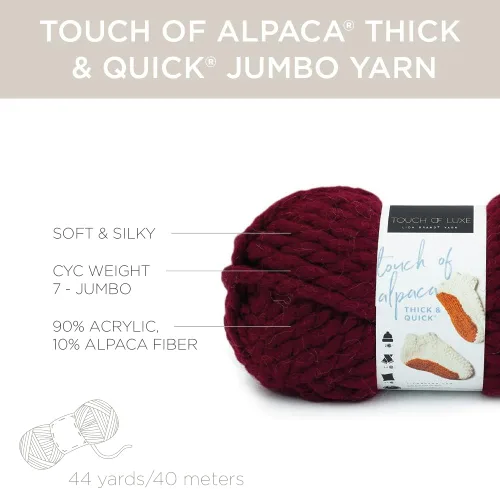 Miniatura 3 de Lion Brand Yarn Touch of Alpaca - Ovillo de lana grueso y rápido para tejer, ganchillo y manualidades, 1 unidad, color borgoña