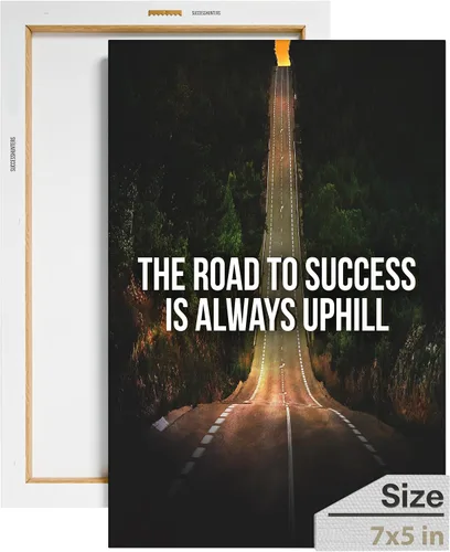 Lienzo decorativo motivacional para pared con texto en inglés "Road To Successful" (Camino al éxito), diseño motivacional para la oficina, con texto