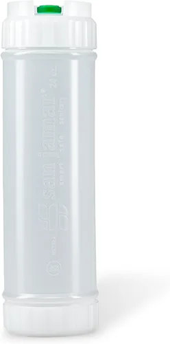 San Jamar Ez Kleen - Botella de plástico para salsa con válvula pequeña para salsas finas y vinagretas, 16 onzas, blanco, natural/verde