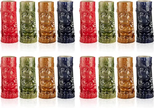 Miniatura 9 de LEMONSODA Vasos de cerámica tiki hawaianos (cerámica, juego de 4)