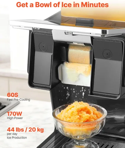 Miniatura 2 de VEVOR Máquina de hielo de copo de nieve, máquina de hielo de copo de nieve de 44 libras/24 horas, máquina de afeitar de hielo con hoja de acero