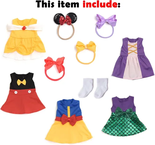Miniatura 4 de Accesorios para muñecas de bebé, 5 ropa de muñeca, trajes de princesa de sirena para muñecas de 15 a 18 pulgadas, muñecas de bebé de 15 pulgadas, 10